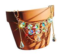 NVOQILIN Pot de fleurs suspendu en fer solide avec perles de cristal étincelantes pour éclairer les espaces de vie dynamiques ornement de perles de verre