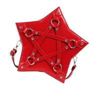 NVOQILIN Sac à bandoulière en cuir PU en forme d'étoile avec rivets cloutés pour moto, punk, sac à bandoulière à fermeture éclair pour femme, Rouge, One Size