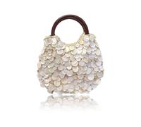NVOQILIN Sac à main Hoboes pour femme fait à la main avec perles et coquillages - Sac à main pour femme - Sac de soirée pour femme - Sac à main avec poignée sur le dessus, Coquilles double face, One