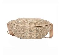 NVOQILIN Sac de plage en paille pour femme - Sac banane décontracté - Grand sac de voyage pour téléphone portable - Poches sur les hanches