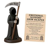 NVOQILIN Sculpture gothique de la mort émotionnelle avec tasse à café et chats pour décoration d'humour sombre pour la maison et le bureau