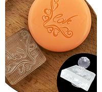 NVOQILIN Tampon en acrylique transparent fait à la main pour la Saint-Valentin, motif cœur, rose, fabrication d'argile carrée