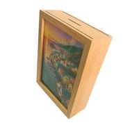 NVOQILIN Tirelire créative en bois avec cadre photo pour la maison et le bureau avec compartiment de rangement pour pièces de monnaie et accès facile