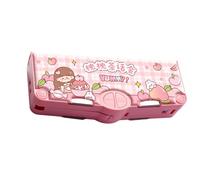 NVOQILIN Trousse à crayons multifonction avec ciseaux, taille-crayon, horaire, ruban adhésif transparent, règle, gomme, boîte à stylos pour filles, Taotao Tea Party