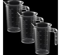 NVQVQ Lot de 3 mini gobelets doseurs en plastique résistant à la chaleur et mesurés avec précision, dimensions du litre pour laboratoire, cuisine et distribution d'huile
