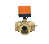 NVSFZGIYG Vannes à bille électriques en laiton trois voies Type T/L Câbles Deux Commandes Un Contrôle 220V 24V 12V Valve motorisée (T TYPE-24VDC-CR02,1.25 Inch)