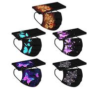 nvtuuer 50PC Visage_Masque pour Adulte Femmes et Hommes Jetables 3 Couches Imprimé en Dentelle Papillon Respirant Activités Extérieures Protection Face Bandana (C07, 50 Unité)