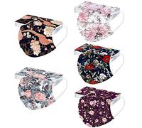 nvtuuer 50PC Visage_Masque pour Adulte Femmes et Hommes Jetables 3 Couches Imprimé en Dentelle Papillon Respirant Activités Extérieures Protection Face Bandana (E01, 50 Unité)