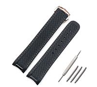 NVVVNX Bracelet de montre en caoutchouc avec boucle papillon pour Omega Hippocampus 300 AT150 8900 mètres 20 mm, 20mm, Acétate, Pas de pierre précieuse
