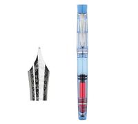 NVVVNX Stylo plume à piston en résine transparente à pointe fine pour l'écriture, cadeau de bureau, fournitures scolaires (lame bleu clair F)