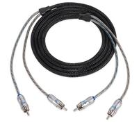 NVX® XIX23 Câble d'interconnexion audio RCA en cuivre sans oxygène 2 canaux double paire torsadée X-Series pour voiture avec réduction du bruit blindée et extrémités usinées plaquées argent
