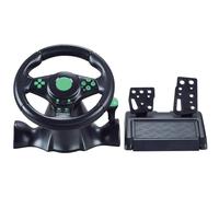 NVYAZJ Volant de course 4 en 1 avec pédales sensibles, volant de jeu PC avec vibration à 180 degrés, 2 moteurs intégrés avec fonctions de freinage et de changement de vitesse manuels