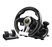 NVYAZJ Volant de course avec pédales à double moteur, contrôleur de manette de jeu avec volant de 26 cm de diamètre, rotation à 180°, support fixe de type C, 7 ventouses puissantes