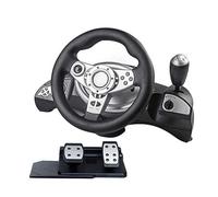 NVYAZJ Volant de course avec retour à double moteur, volant de course de force motrice avec pédales de frein, conception humanisée compatible avec plusieurs plates-formes, volant de 20 mm