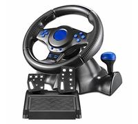 NVYAZJ Volant de course, équipement de jeu e-sport avec pédales, palettes de changement de vitesse et vibrations Volant de course Axe de rotation à 180° PS4/ PS3/ XBOX One/XBOX 360/Switch/Android/PC