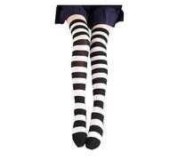 NVYRFS Bas Longs rayés for Femmes, Chaussettes Montantes au-Dessus du Genou for écolières, for Modifier Les Jambes(Black)