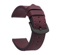 NVYRFS Bracelet de montre tendance, style sport vintage, en cuir, boucle en acier inoxydable, accessoires disponibles en 18 mm, 20 mm, 22 mm et 24 mm.(Red-2,18mm)