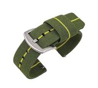 NVYRFS Bracelet de rechange élastique en nylon tissé à dégagement rapide for montre de sport for homme, 18 mm, 20 mm, 22 mm, 24 mm(Green yellow-Silver,22mm)