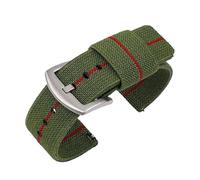 NVYRFS Bracelet de rechange élastique en nylon tissé à dégagement rapide for montre de sport for homme, 18 mm, 20 mm, 22 mm, 24 mm(Green red-Silver,22mm)