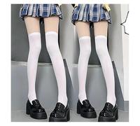NVYRFS Chaussettes Longues Sexy en Nylon for Femmes, Couleur Unie, Montantes, Collants(White(2pairs))
