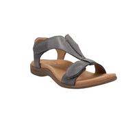 NVYRFS Sandales d'été for femmes, solides, orthopédiques, sangle en T, boucle à crochet, chaussures de plage compensées for dames, sandales grande taille(Gray,40)
