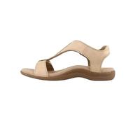 NVYRFS Sandales d'été for femmes, solides, orthopédiques, sangle en T, boucle à crochet, chaussures de plage compensées for dames, sandales grande taille(Beige,43)