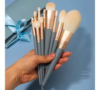Nvzi A16 Lot de 10 pinceaux de maquillage de voyage pour fond de teint, fard à joues, fard à paupières (bleu)
