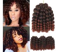 Nvzi Bounce Lot de 6 extensions de cheveux Passion Twist au crochet - Courts et bouclés au crochet - 20,3 cm - Pour femme - D