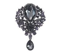 Nvzi Broche pour femme en cristal argenté avec bouquet de fleurs en forme de goutte d'eau - Broche en métal - Noen