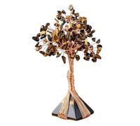 Nvzi -c 1 arbre de vie en cristal naturel marron concassé, base en pierre naturelle en forme de pyramide, décoration de la maison