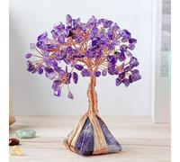 Nvzi -c 1 arbre de vie en cristal naturel violet en forme de pyramide, base en pierre naturelle concassée colorée, décoration d'intérieur