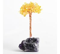 Nvzi - C 1 arbre de vie en pierre brute naturelle violette, arbre de vie jaune, pierre naturelle écrasée, arbre de vie, arbre de vie, décoration de bureau