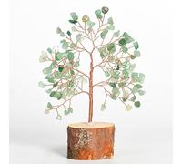 Nvzi -c 1 arbre de vie en pierre naturelle concassée verte avec base en bois massif ornement en pierre naturelle, arbre de richesse créatif pour la maison, le bureau, décoration de bureau