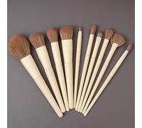 Nvzi Lot de 10 pinceaux de maquillage de voyage pour fond de teint, fard à joues, fard à paupières (beige)