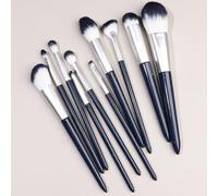 Nvzi Lot de 10 pinceaux de maquillage synthétiques de qualité supérieure pour fond de teint, poudre, anti-cernes, fard à paupières, blush, bleu Nvay (A03)