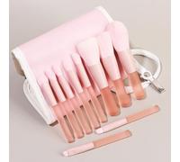 Nvzi Lot de 10 pinceaux de maquillage synthétiques de qualité supérieure pour fond de teint, poudre, anti-cernes, fard à paupières, blush, pinceaux de maquillage avec sac de rangement rose