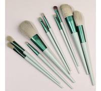 Nvzi Lot de 10 pinceaux de maquillage synthétiques de qualité supérieure pour fond de teint, poudre, anti-cernes, fard à paupières, blush, pinceaux de maquillage, vert