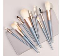 Nvzi Lot de 10 pinceaux de maquillage synthétiques de qualité supérieure pour fond de teint, poudre, anti-cernes, fard à paupières, pinceaux de maquillage gris avec sac de rangement gris