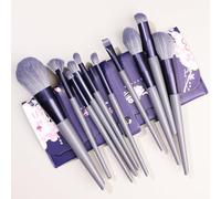 Nvzi Lot de 10 pinceaux de maquillage synthétiques de qualité supérieure pour fond de teint, poudre, anti-cernes, fard à paupières, blush violet avec sac de rangement