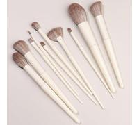 Nvzi Lot de 10 pinceaux de maquillage synthétiques de qualité supérieure pour fond de teint, poudre, anti-cernes, fard à paupières, blush, blanc, marron