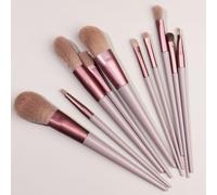 Nvzi Lot de 10 pinceaux de maquillage synthétiques de qualité supérieure pour fond de teint, poudre, anti-cernes, fard à paupières, blush, rose