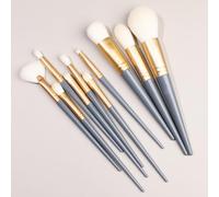 Nvzi Lot de 10 pinceaux de maquillage synthétiques de qualité supérieure pour fond de teint, poudre, anti-cernes, fard à paupières, blush, gris foncé