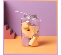 Nvzi Lot de 12 éponges de beauté pour maquillage liquide et crème, couverture à construire, éponge de fond de teint pour base naturelle, mousse sans latex avec boîte de rangement, violet et jaune A62