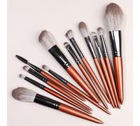 Nvzi Lot de 12 pinceaux de maquillage synthétiques de qualité supérieure pour fond de teint, poudre, anti-cernes, fard à paupières, blush, marron