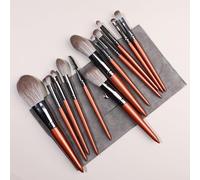 Nvzi Lot de 12 pinceaux de maquillage synthétiques de qualité supérieure pour fond de teint, poudre, anti-cernes, fard à paupières, blush, pinceaux de maquillage avec sac de rangement gris foncé