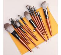 Nvzi Lot de 12 pinceaux de maquillage synthétiques de qualité supérieure pour fond de teint, poudre, anti-cernes, fard à paupières, blush, pinceaux de maquillage avec sac de rangement orange