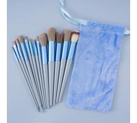 Nvzi Lot de 13 pinceaux de maquillage de voyage pour fond de teint, fard à joues, fard à paupières avec sac de rangement (bleu)