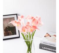 Nvzi Lot de 20 fleurs de lys artificielles en soie pour fête des mères, Pâques, maison, cuisine, mariage - Rose - 34 cm