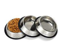 Nvzi Lot de 3 gamelles en acier inoxydable pour chat - Gamelles antidérapantes et empilables pour chat, chaton, chiot, petit chien (patte de chat)