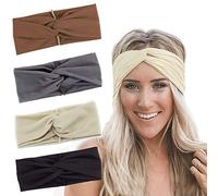 Nvzi Lot de 4 bandeaux turban torsadés pour femme - Style bohème - Pour yoga, entraînement, sport
